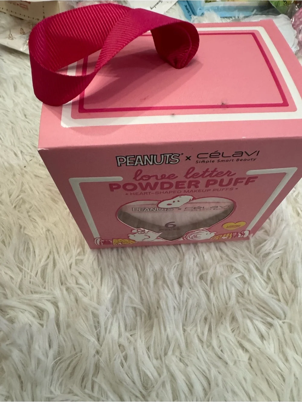 Peanuts x Célavi Love Letter Powder Puff Set - Pink set of 6 limited edition